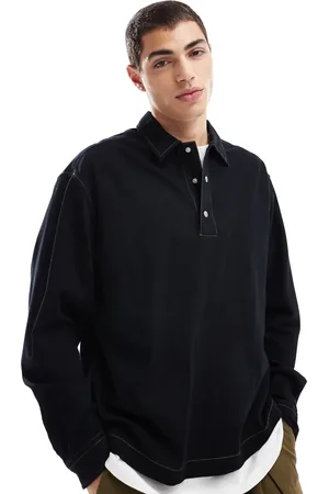 ASOS Sort oversized overhead-skjorte i denim i firkantet pasform-Blå