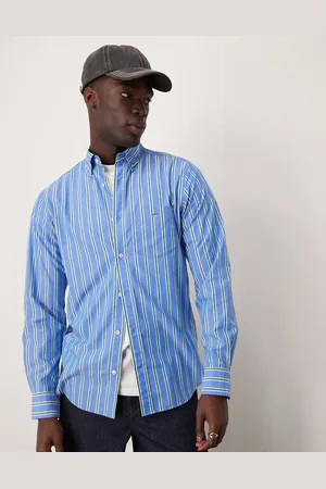 GANT Blå regular fit-skjorte i poplin med striber og logo