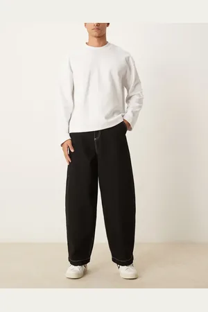 ASOS Sorte baggy jeans med ballonben og sømdetaljer i kontrastfarve