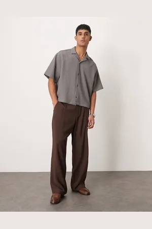 ASOS Brune elegante bukser med brede ben og plisseringer