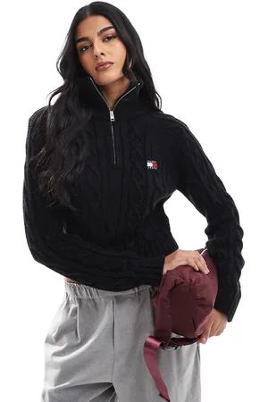 Tommy Hilfiger Kabelstrikket trøje med 1/4 lynlås