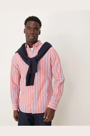 GANT Rød skjorte i poplin med striber og logo samt almindelig pasform