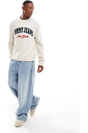 Tommy Hilfiger Offwhite trøje med varsity-logo-Hvid