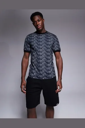 EA7 Armani - - Sorte joggingshorts med pyntebånd med logo - Del af sæt