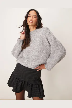 Gina Tricot Gråmeleret og superblød striktrøje i oversized pasform