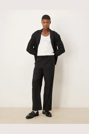 ASOS Sorte habitbukser med vide ben i pull-on-stil i twill