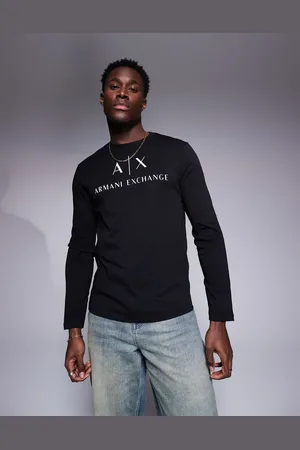 Armani Exchange Langærmet t-shirt med logo på brystet i Slim Fit