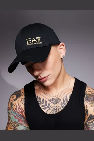 EA7 Armani - - Sort baseball-kasket med guldfarvet metallogo