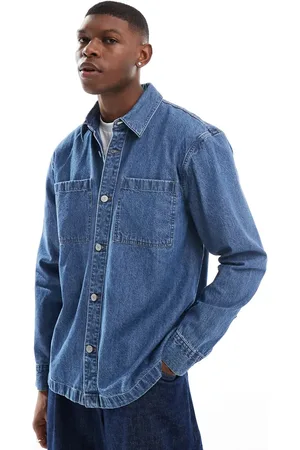 Hollister Denim-overskjorte i mellemblå vask
