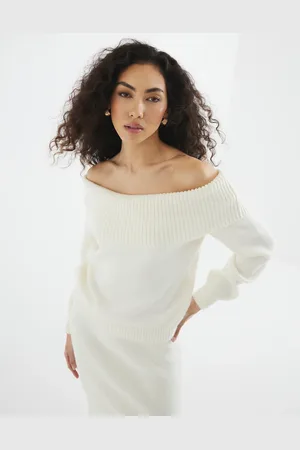 River Island Cremehvid bardot-trøje - Del af sæt