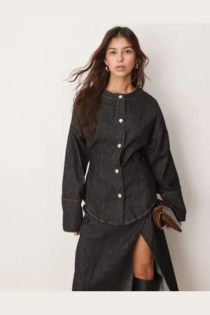 ASOS Og ecrufarvet denimnederdel med indsyning i taljen