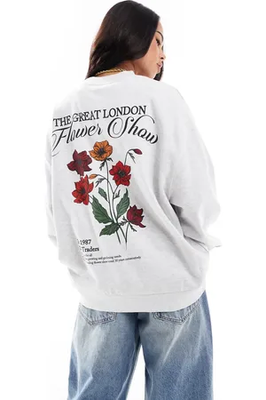 ASOS Lys og meleret sweatshirt med "Flower Show"-grafik-Grå