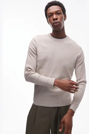 MANGO Beige strikket trøje med rund hals-Neutral