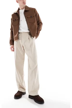 ASOS Elegante bukser med vide ben og læg foran i jacquard-Neutral