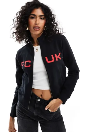 French Connection FCUK - jersey med lynlås og slogan