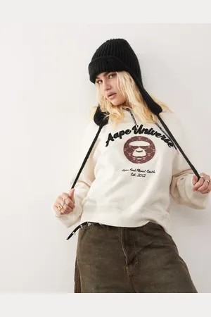 A Bathing Ape Aape By A Bathing Ape - Elfenbensfarvet hættetrøje med logo