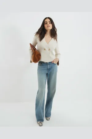 River Island Asymmetrisk cardigan med knapper-Neutral