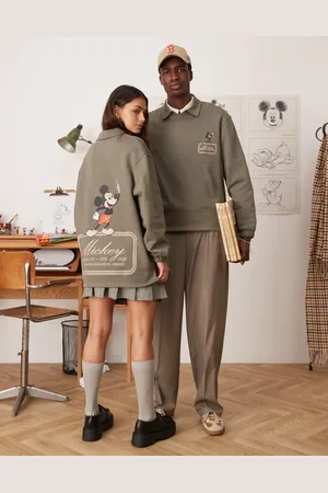 ASOS Disney - Unisex - Kakigrøn oversized sweatshirt med Mickey Mouse-print