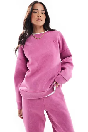 Miss Selfridge Pink og oversized sweatshirt med syrevask-Lilla