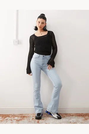 Noisy May Sallie - Højtaljede jeans med svaj i lyseblå vask