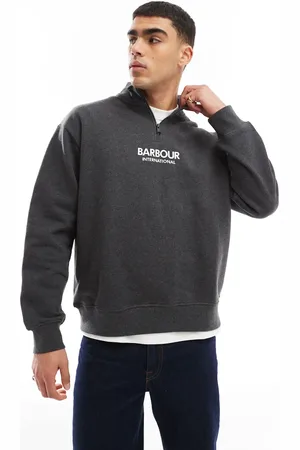 Barbour Formula - Mørkegrå oversized sweatshirt med lynlås i halsen