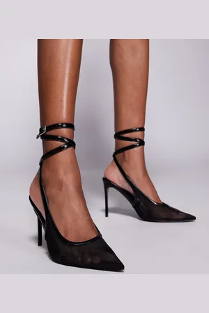 ASOS Poetry - Sorte og højhælede slingback-sko i mesh