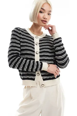 VERO MODA Cardigan med guldfarvede knapper og -Sort