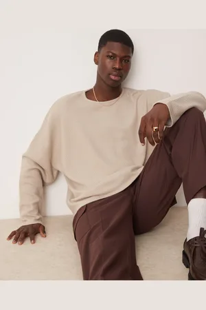 ASOS , super-oversized og firkantet sweatshirt i tekstureret strik-Hvid
