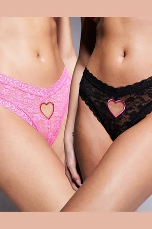 ASOS Pakke med 2 par brasilianske blonde-briefs med hjerteudskæring i -Multifarvet