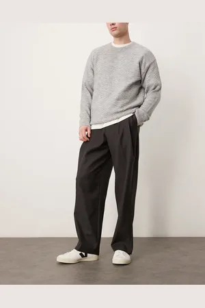 ASOS Grå elegante bukser med vide ben og dybe plisseringer