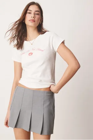 Abercrombie & Fitch Hvid raglan-T-shirt med læbestift-print på brystet