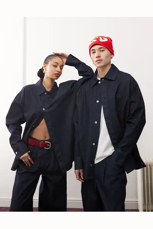 Reclaimed Unisex - Oversized denimskjorte i indigoblå vask