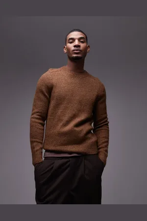 MANGO Gyldenbrun sweater i blød uldblanding