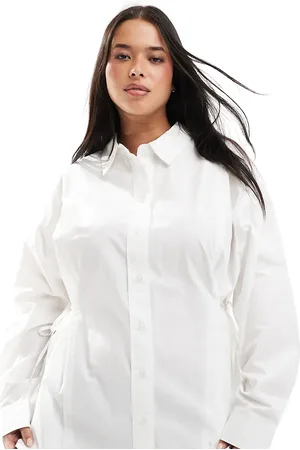 ASOS ASOS DESIGN Curve - og longline skjorte med bindebåndsdetalje i siden