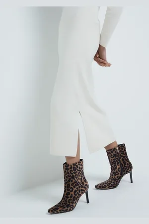 River Island Højhælede ankelstøvler med leopardprint-Neutral