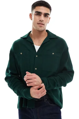ASOS Grøn oversized skjorte med tekstur i firkantet pasform