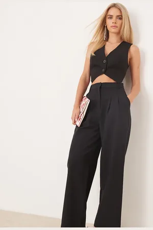 Miss Selfridge Essentials - Sorte bukser med vide ben