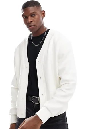 ASOS Neutralfarvet cardigan med tekstur i oversized pasform - Del af sæt-Hvid