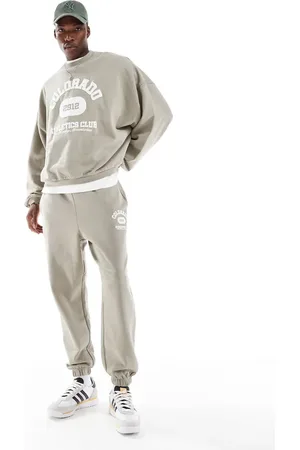 ASOS Kakigrønne joggingbukser i oversized pasform med vintage varsity-print med pufdesign - Del af sæt