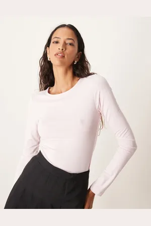 Gina Tricot Top med rund hals og lange ærmer i blød jersey