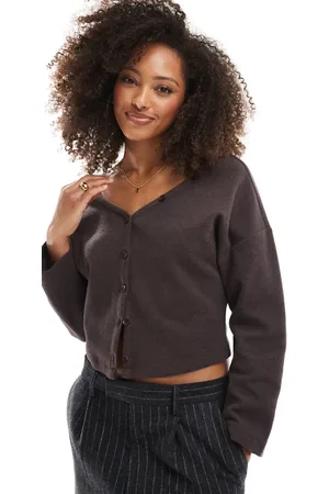 ASOS Chokoladebrun cardigan i superblødt og børstet materiale med flagermusærmer og knapper
