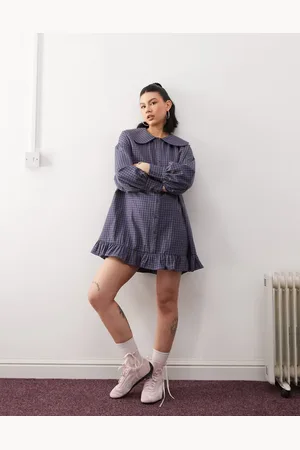 Reclaimed Ternet smock-minikjole med Peter Pan-krave