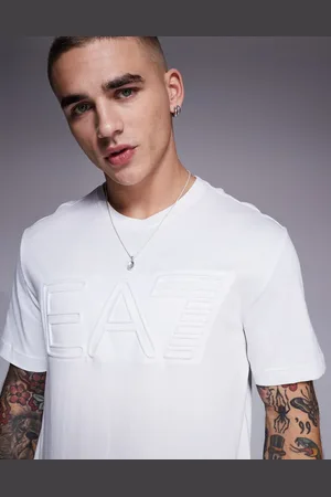 EA7 Armani - - T-shirt med centralt indpræget logo