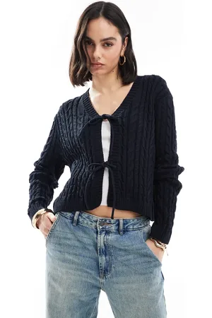 ASOS Cardigan i kabelstrik med bindebånd foran
