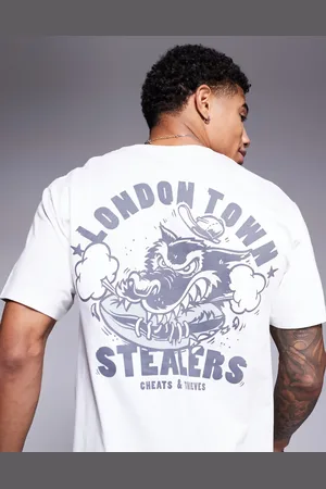 Cheats & Thieves T-shirt i 200 gsm kraftigt materiale med "London Town"-print på ryggen