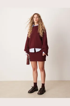 ASOS Bordeauxrød mininederdel - Del af sæt
