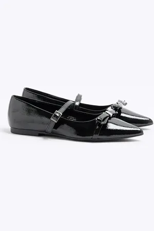 River Island Sorte og spidse Mary Jane-ballerinaer