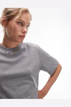 Topshop Premium - Mørkegråmeleret basis-t-shirt med korte ærmer