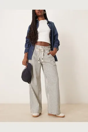 Free People Dakota - Multifarvede pull-on jeans med justerbar talje og striber-Multifarvet