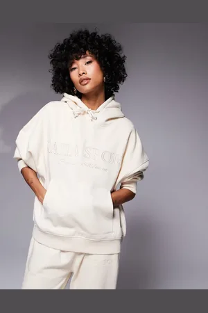 Kaiia Sport - Cremehvid oversized hættetrøje med logobroderi - Del af sæt-Neutral